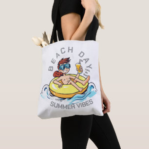 Cartoon am Strand auf aufblasbarem Ring Tasche