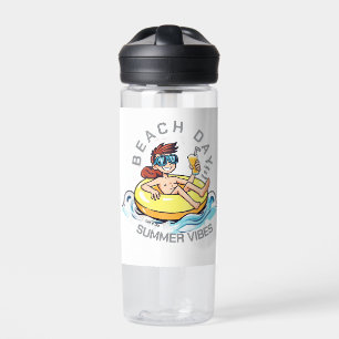 Cartoon am Strand auf aufblasbarem Ring Trinkflasche