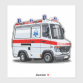 Cartoon Ambulance Car Aufkleber (Blatt)