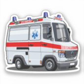 Cartoon Ambulance Car Aufkleber (Vorderseite)