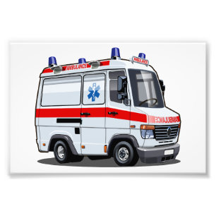 Cartoon Ambulance Car Fotodruck