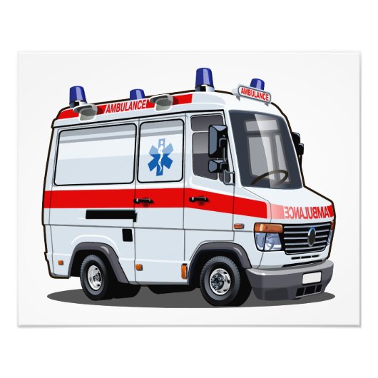 Cartoon Ambulance Car Fotodruck (Vorne)