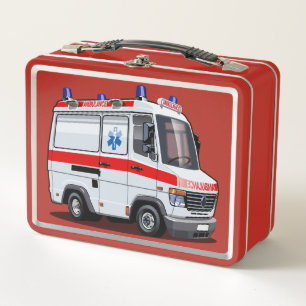 Cartoon Ambulance Car Metall Brotdose