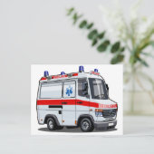 Cartoon Ambulance Car Postkarte (Stehend Vorderseite)