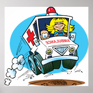 Cartoon Ambulance Poster