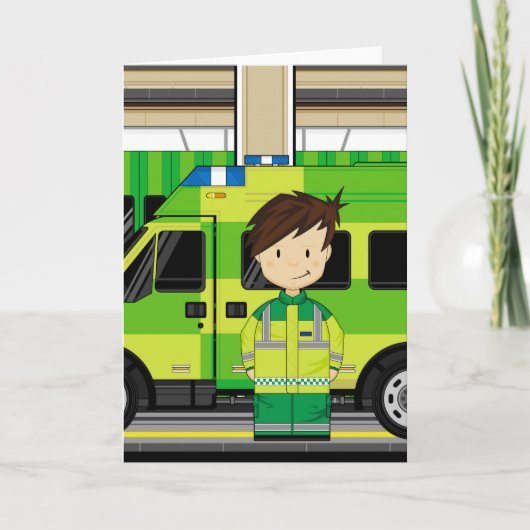 Cartoon Ambulance und EMT Karte (Vorderseite)