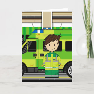 Cartoon Ambulance und EMT Karte