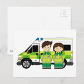 Cartoon Ambulance und EMTs Postkarte (Vorne/Hinten)