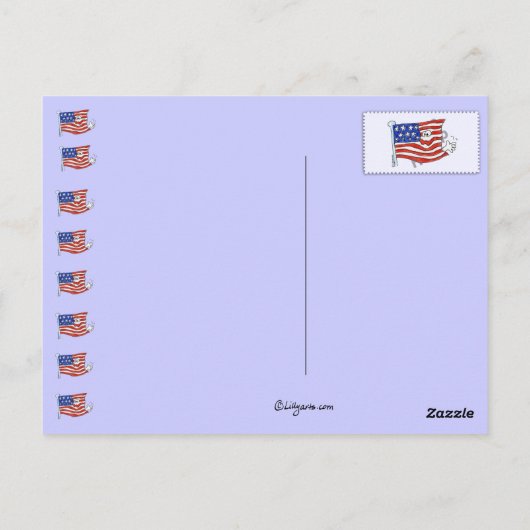 Cartoon American Flag Postkarten (Rückseite)