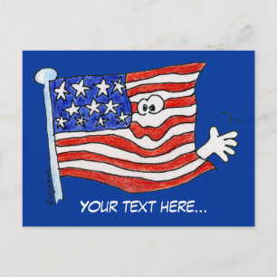 Cartoon American Flag Postkarten