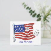 Cartoon American Flag Wave Postkarten (Stehend Vorderseite)