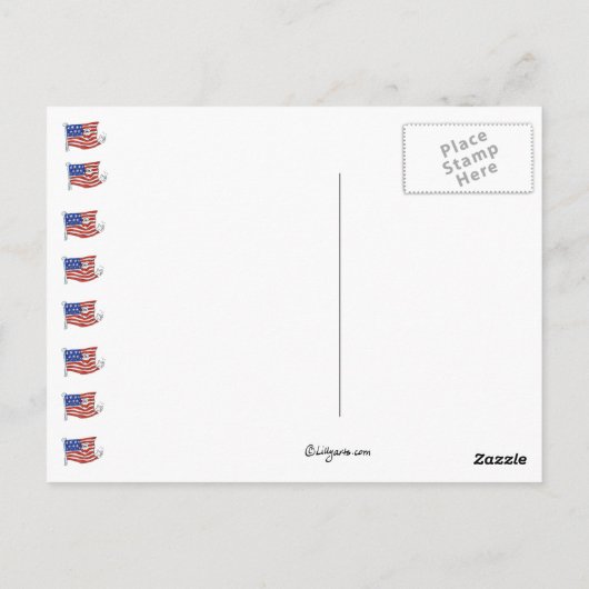 Cartoon American Flag Wave Postkarten (Rückseite)