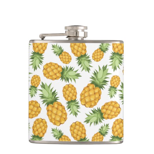 Cartoon-Ananas-Muster Flachmann (Vorderseite)