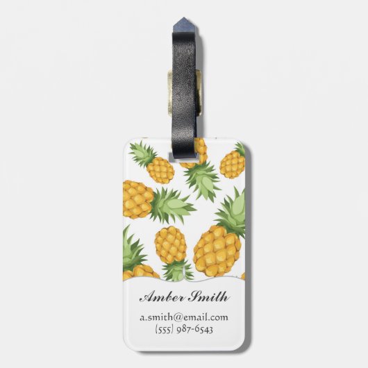 Cartoon-Ananas-Muster Gepäckanhänger (Rückseite vertikal)