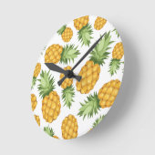 Cartoon-Ananas-Muster Runde Wanduhr (Winkel)