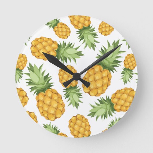 Cartoon-Ananas-Muster Runde Wanduhr (Vorderseite)