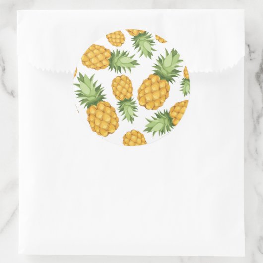 Cartoon Ananas-Muster Runder Aufkleber (Tasche)