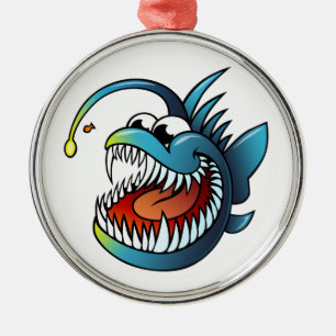 Cartoon-Angler-Fische Ornament Aus Metall