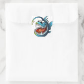 Cartoon Angler Fish Quadratischer Aufkleber (Tasche)