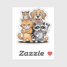 Cartoon Animal Friends Team Illustration