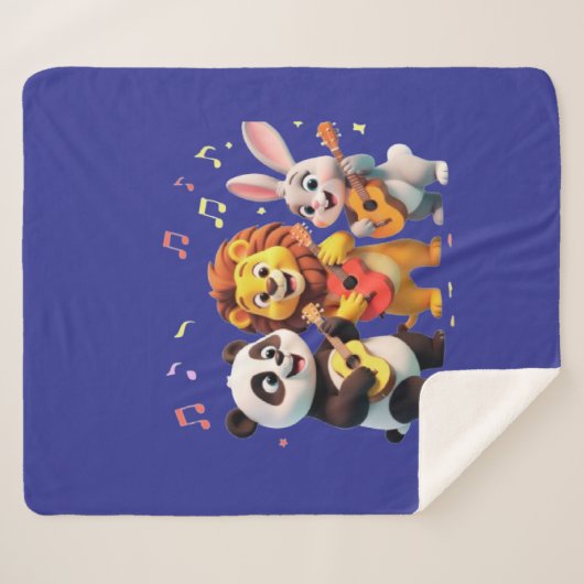 🎵 Cartoon Animal Music Party – Fun & Cute Musical Sherpadecke (Vorderseite (Horizontal))