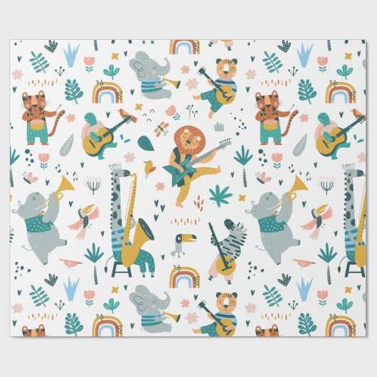 Cartoon Animals Band Geschenkpapier (Flach)