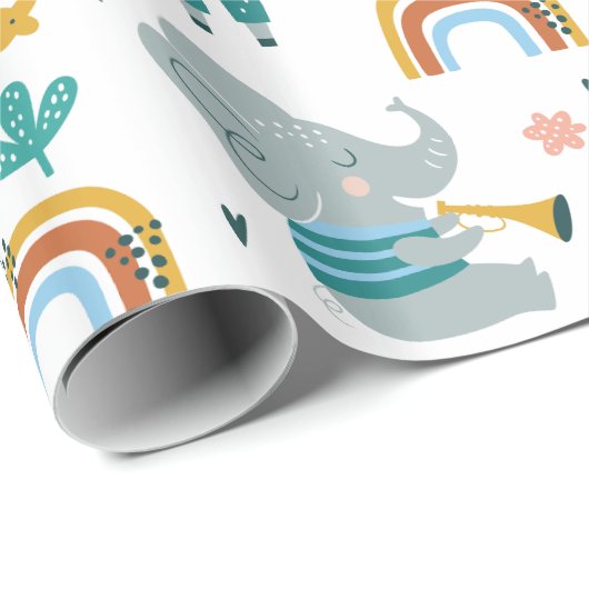 Cartoon Animals Band Geschenkpapier (Rolleneckpunkt)