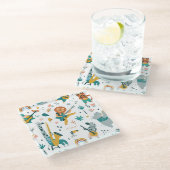 Cartoon Animals Band Glasuntersetzer (Schrägansicht)