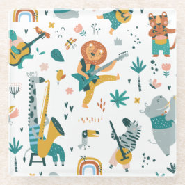 Cartoon Animals Band Glasuntersetzer