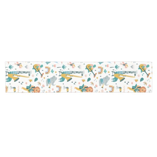 Cartoon Animals Band Kurzer Tischläufer (Horizontal)
