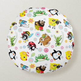 Cartoon animals for kids rundes kissen
