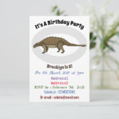 Cartoon Ankylosaurus Einladung (Stehend Vorderseite)