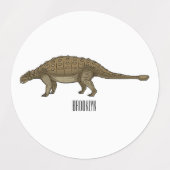 Cartoon Ankylosaurus Etiketten (Design 1)