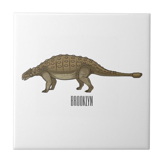 Cartoon Ankylosaurus Fliese (Vorderseite)