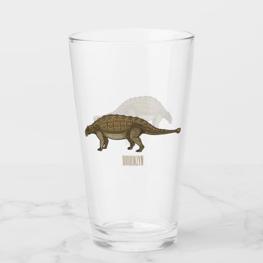Cartoon Ankylosaurus Glas (Vorderseite)
