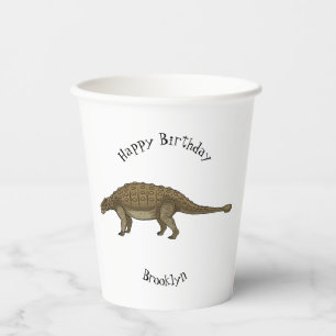 Cartoon Ankylosaurus Pappbecher