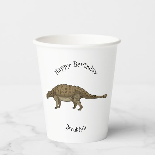Cartoon Ankylosaurus Pappbecher (Vorderseite)