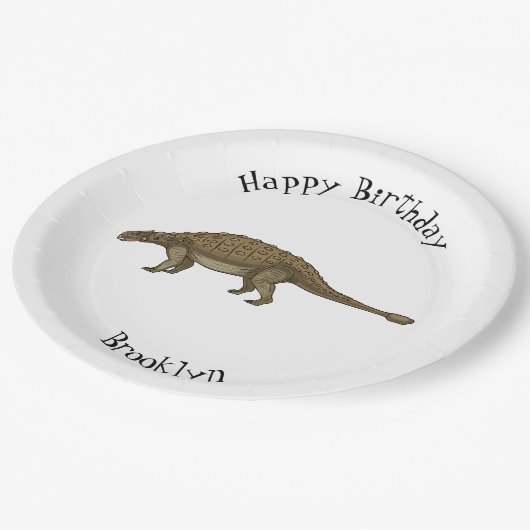 Cartoon Ankylosaurus Pappteller (Schrägansicht)