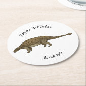 Cartoon Ankylosaurus Runder Pappuntersetzer (Angewinkelt)