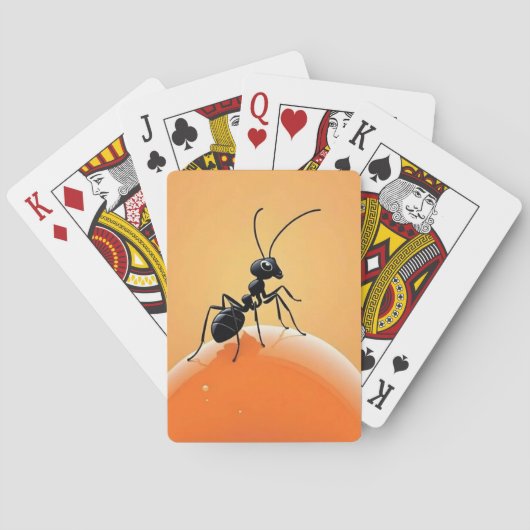 Cartoon Ant auf Orange Honey Drop Spielkarten (Rückseite)