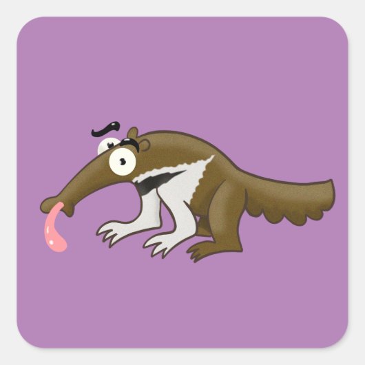 Cartoon Anteater Quadratischer Aufkleber (Vorderseite)