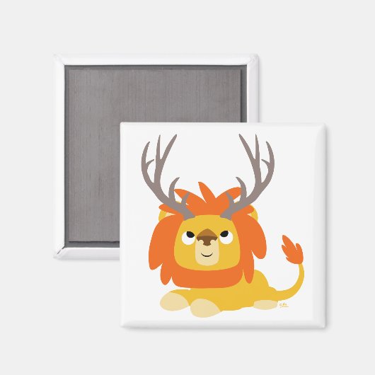Cartoon Antler Löwenmagnet Magnet (Vorderseite/Rückseite)