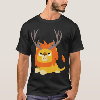 Cartoon Antlerter Löwe T - Shirt