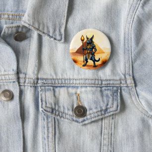 Cartoon Anubis - Ägyptischer Gott des Nachlebens Button