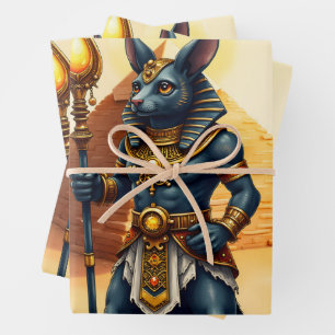 Cartoon Anubis - Ägyptischer Gott des Nachlebens Geschenkpapier Set