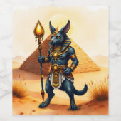 Cartoon Anubis - Ägyptischer Gott des Nachlebens Weinetikett (Einzelnes Label)