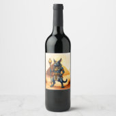 Cartoon Anubis - Ägyptischer Gott des Nachlebens Weinetikett (Vorderseite)