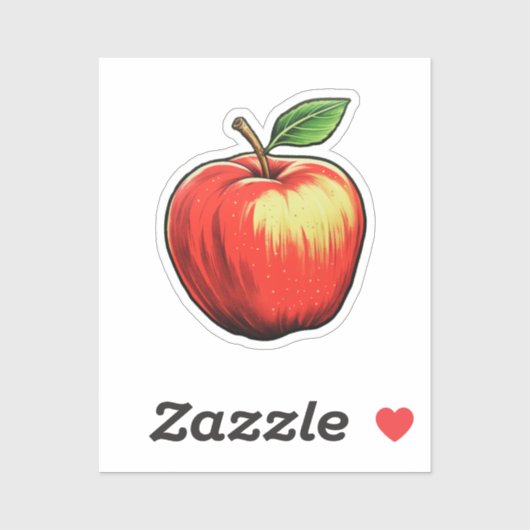 Cartoon Apfel Aufkleber (Blatt)