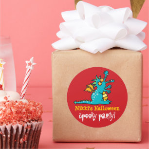 Cartoon Aquamarines Halloween-Party des grünen Mag Runder Aufkleber