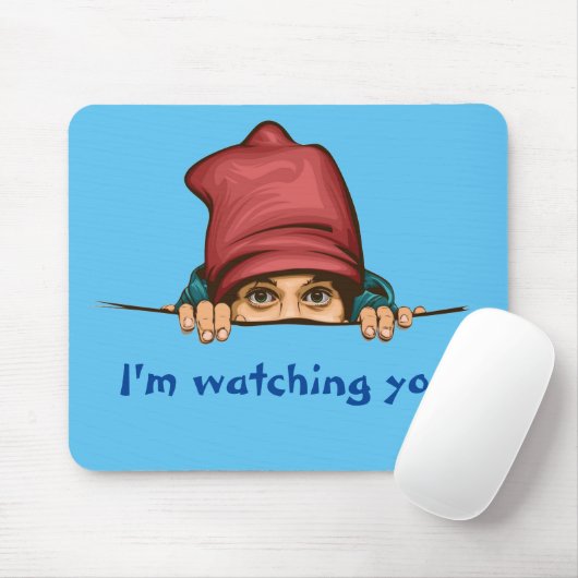Cartoon Art Graphic Eye Peer Peeking Spy Lurk Man Mousepad (Mit Mouse)